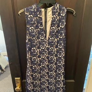 Alice + Olivia Blue Embroidered Cocktail Dress Sz6